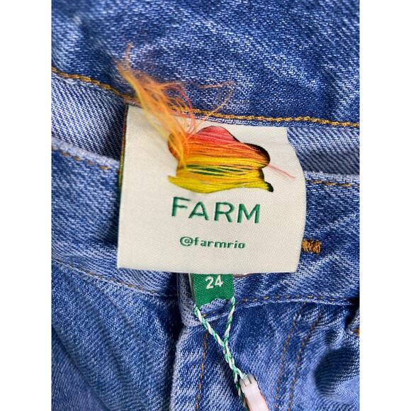 Farm Rio Light Wash Carrot Denim Pants Jeans Flare Leg Fringe Hem Blue Size 24 - Picture 11 of 12